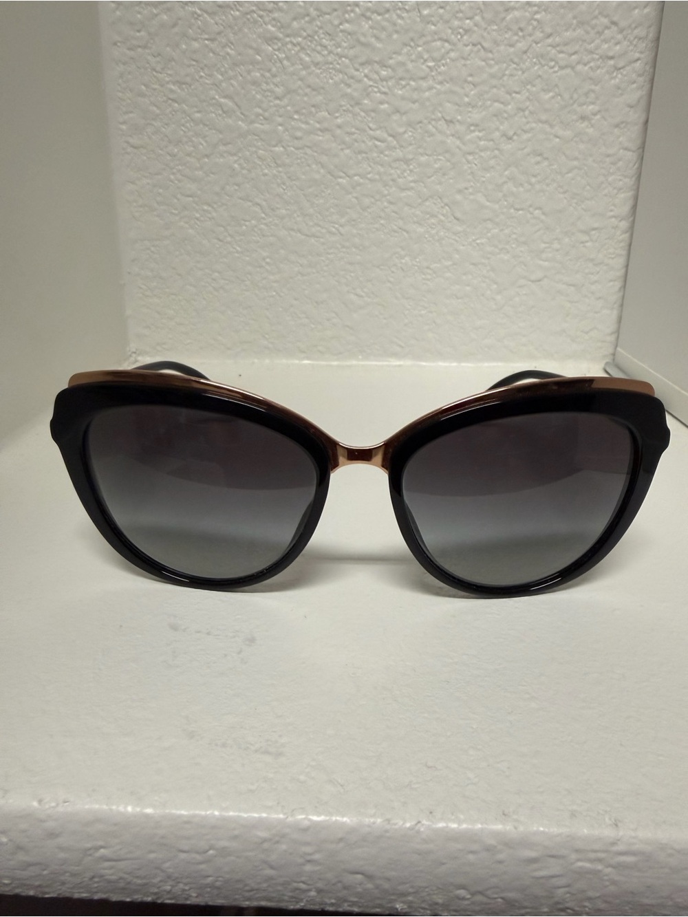 Dolce & Gabbana Black and Gold Gradient Lens Women's Sunglasses - Cat Eye Style